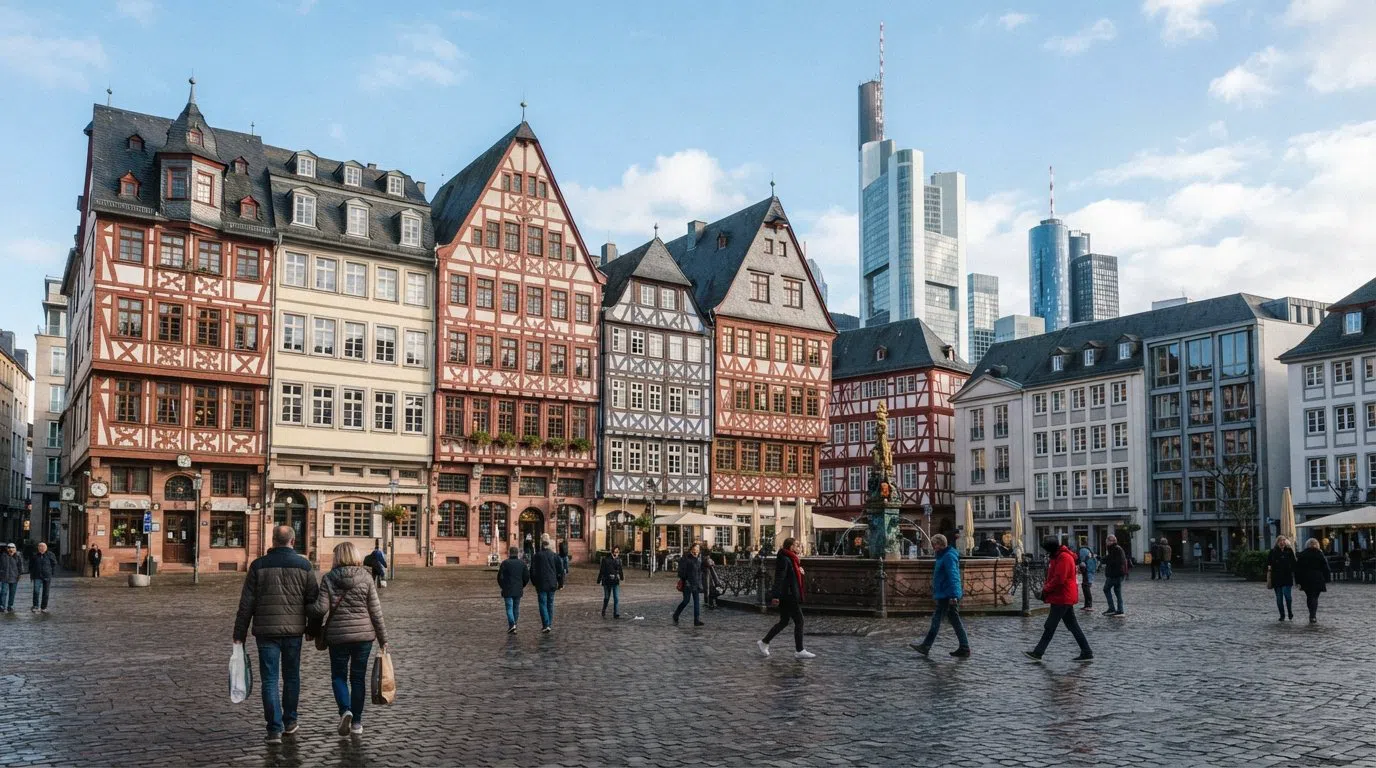 Altstadt, Frankfurt: en gjenoppbygd gammelby under glasstårn
